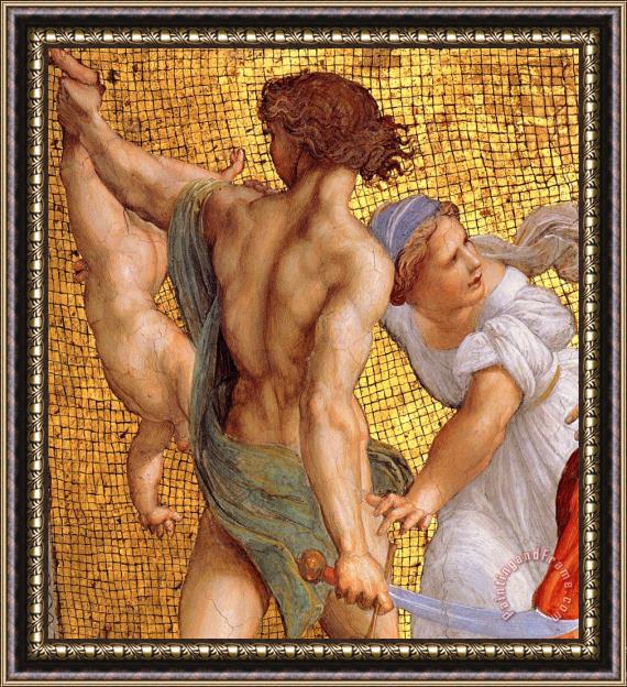 Raphael The Stanza Della Segnatura Ceiling The Judgment of Solomon [detail 1] Framed Print